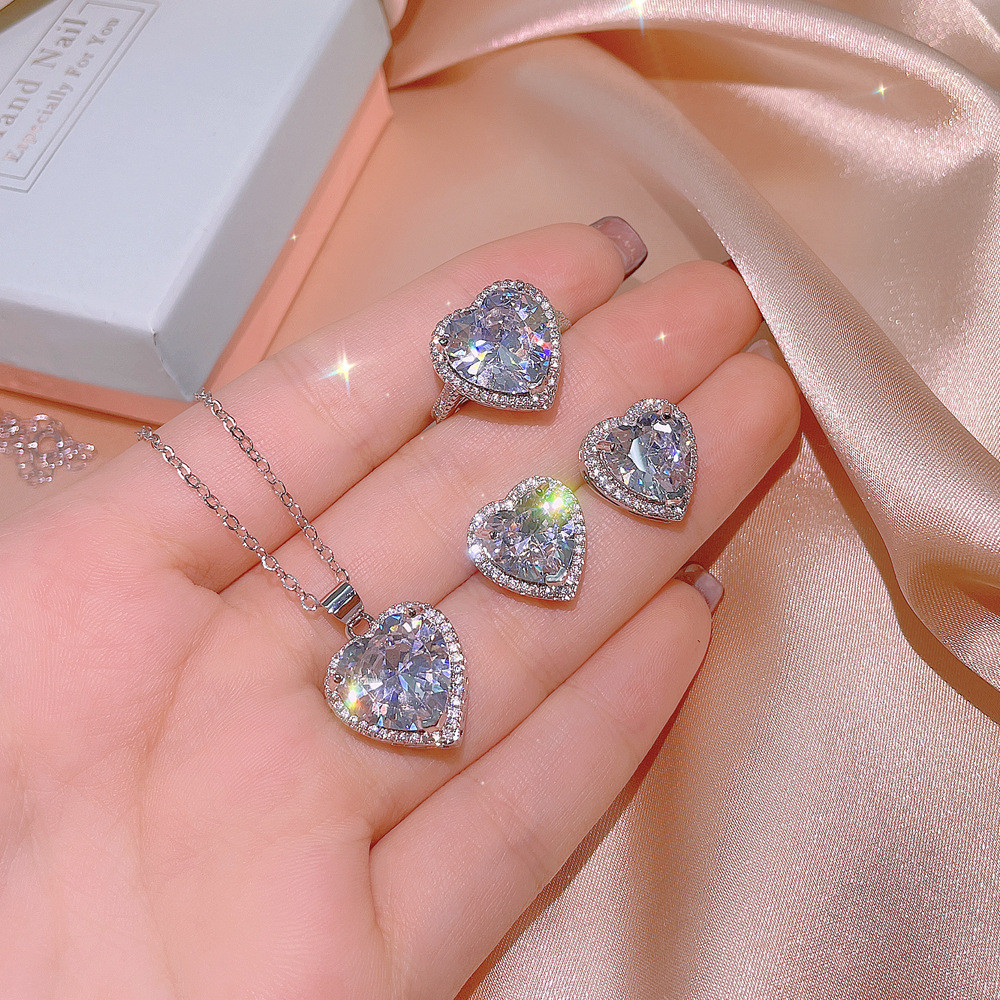 heart zircon necklace set