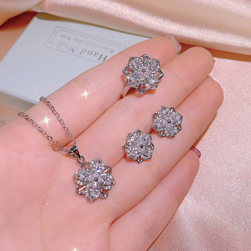 diamond earrings necklace with ring
