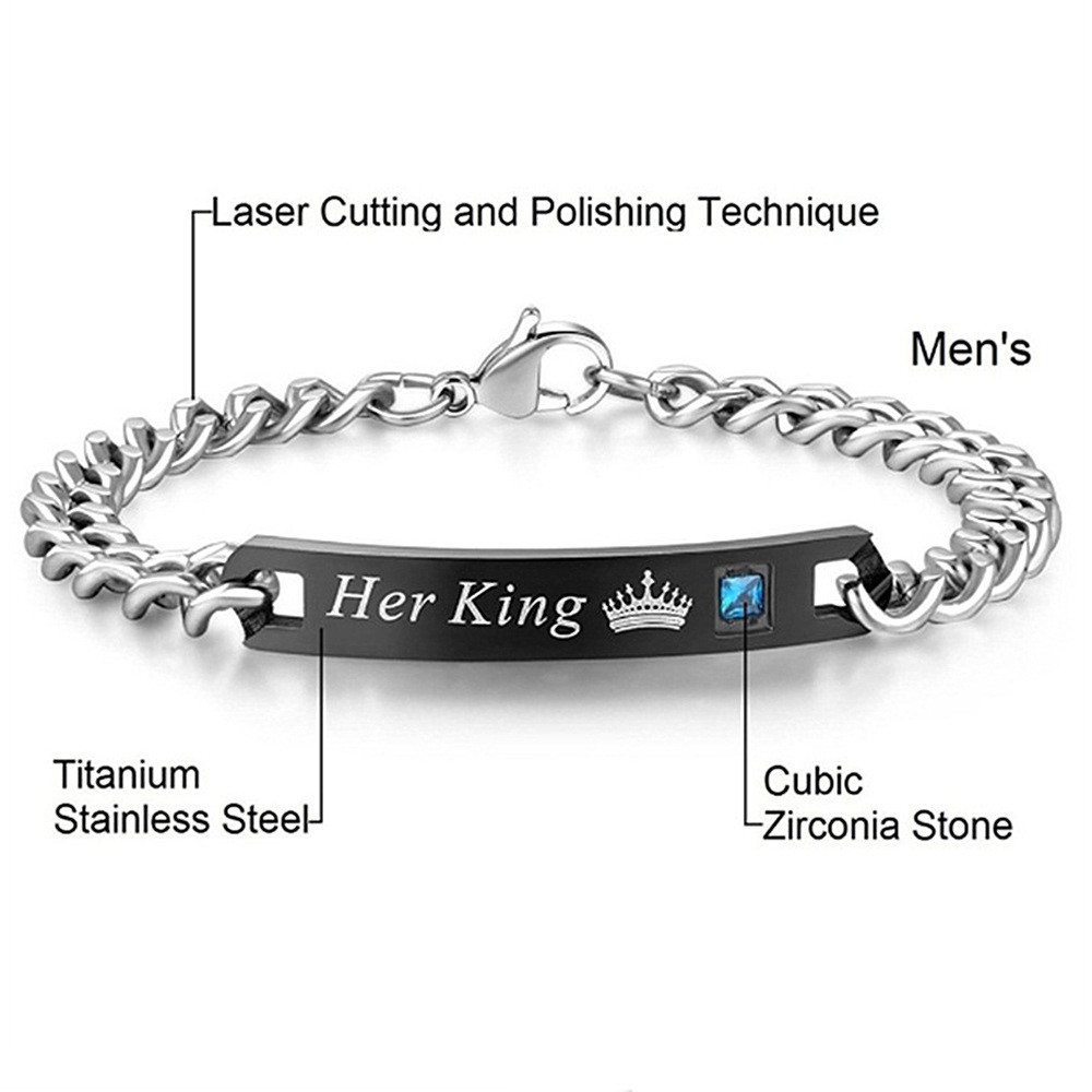 His & Hers Queen & King Valentine Bracelet