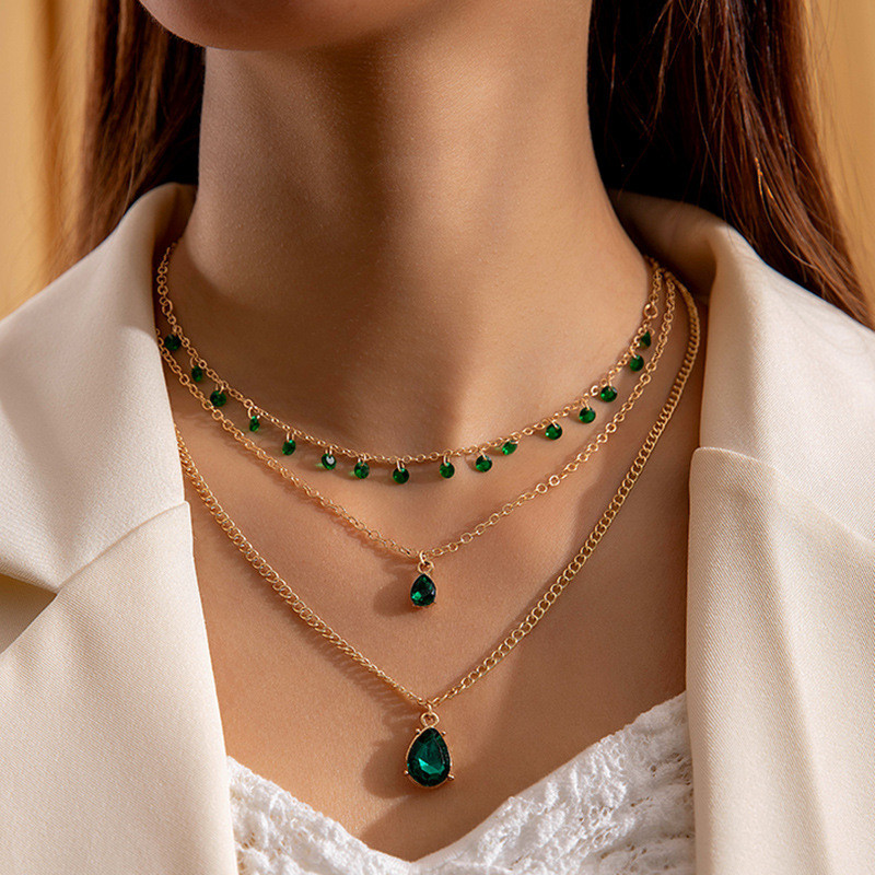 Emerald Layered Pendant Necklace