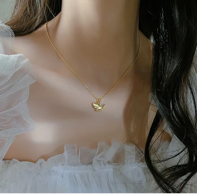 Stainless Steel Leaf Pendant Necklace