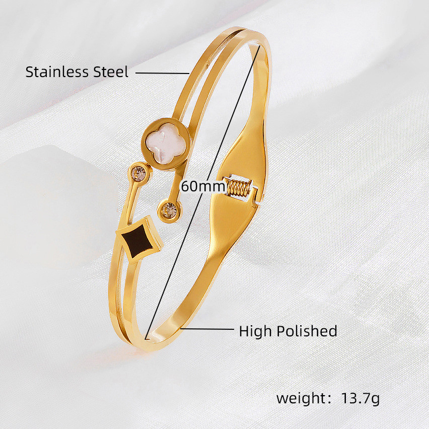 Stainless Steel Bracelet with Gem Accents