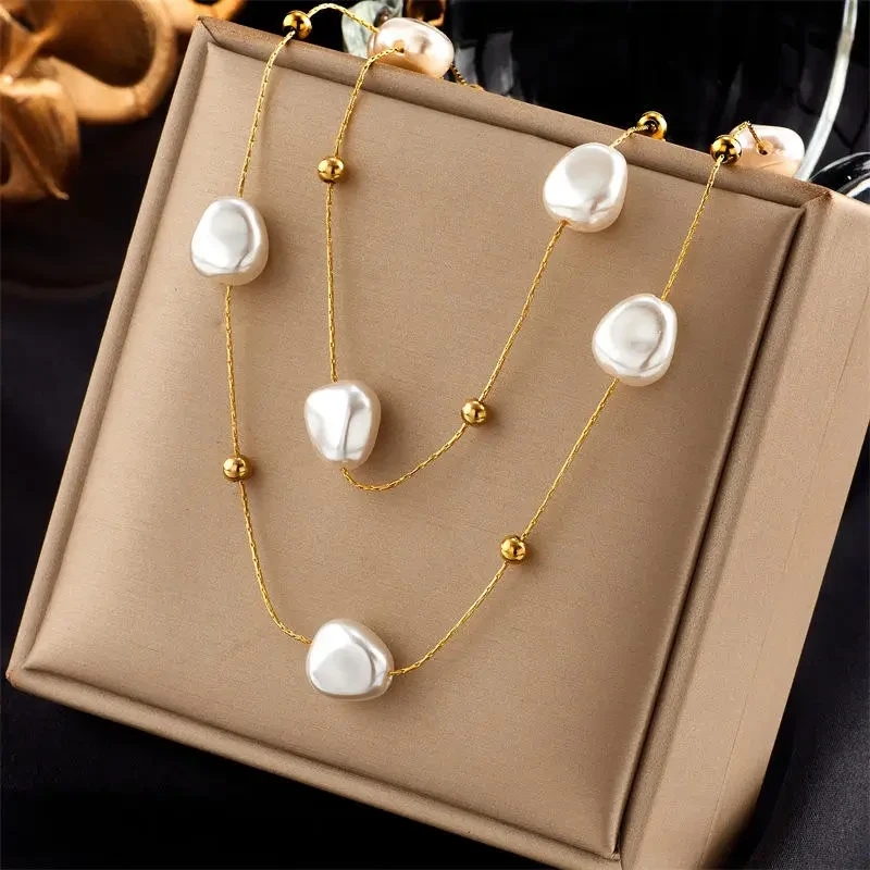 Retro French Double-Layer Pearl Necklace