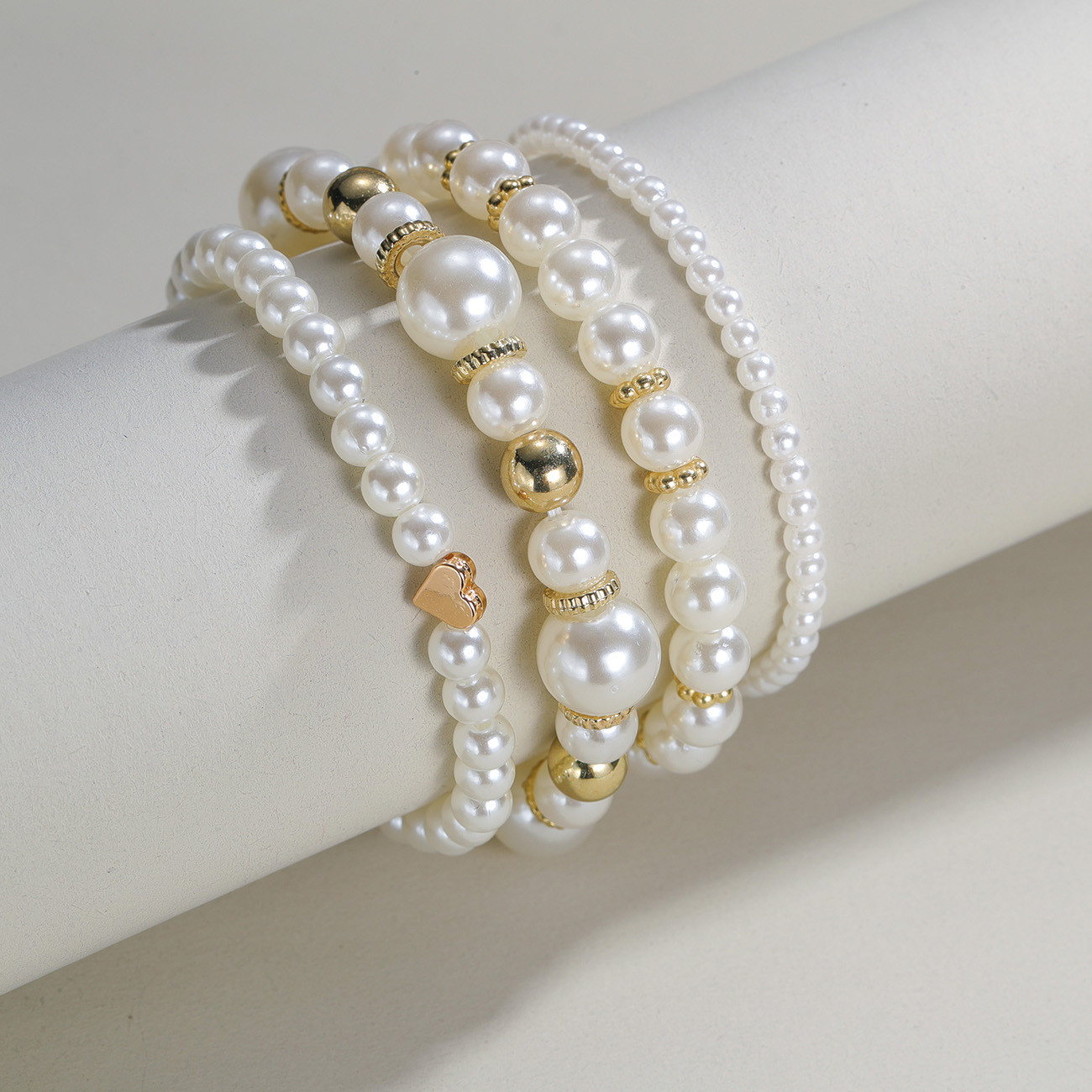 Elegant Pearl Gold Bracelet Set