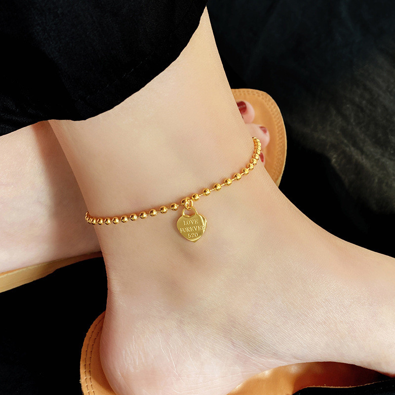 Gold Heart Charm Anklet