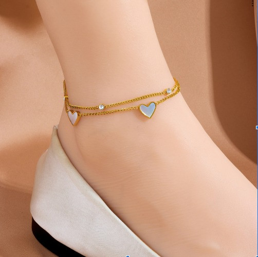 Double Heart Gold Anklet