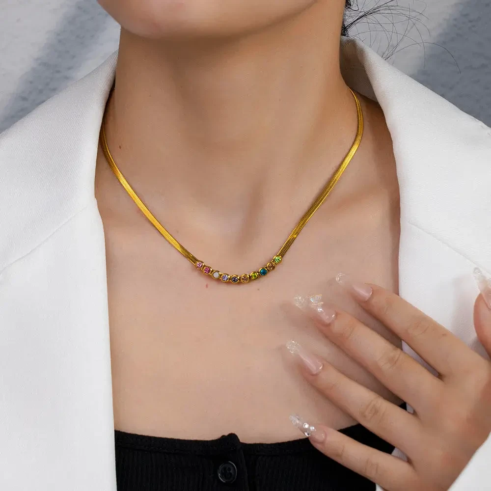 Radiant Gold Multi-Gemstone Bead Necklace