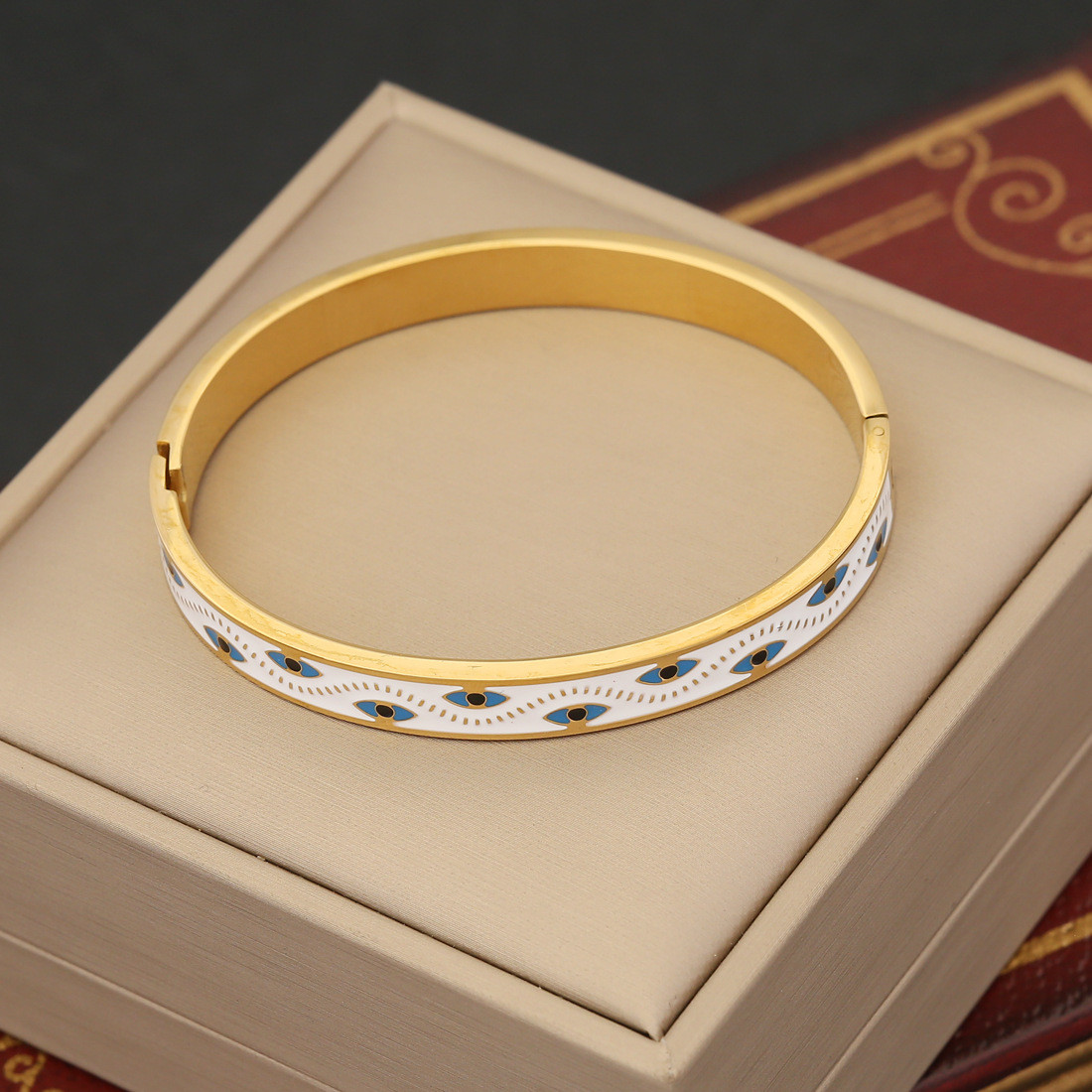 Boho Chic Enamel Pattern Gold-Plated Bangles
