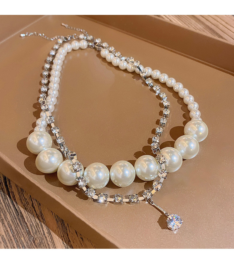 Luxury Double Layer Pearl & Crystal Pendant Necklace