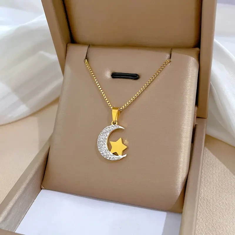 Gold Moon Star Necklace