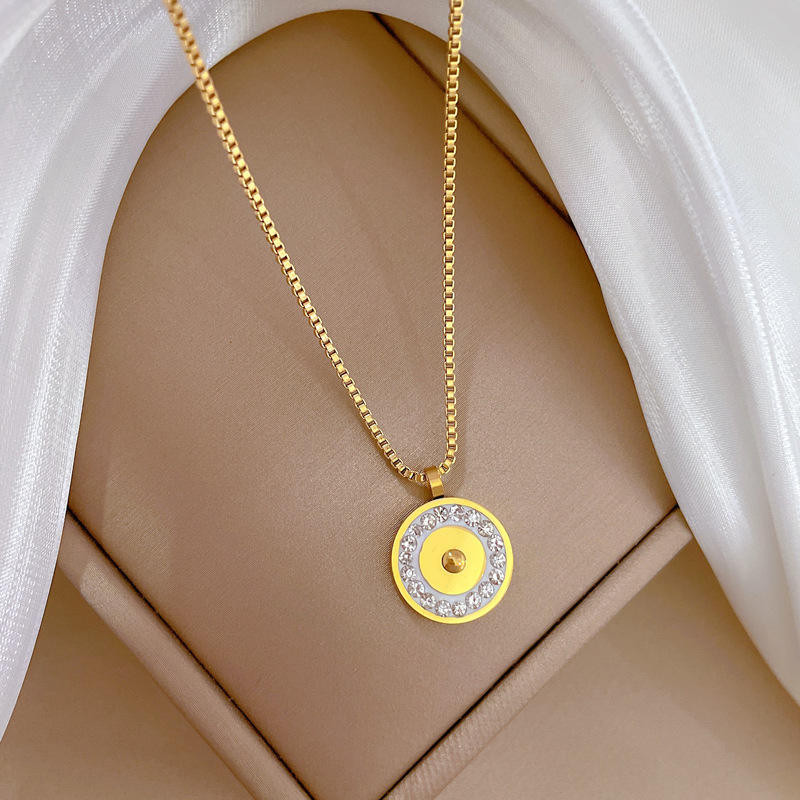 Round Crystal Circle Pendant Necklace