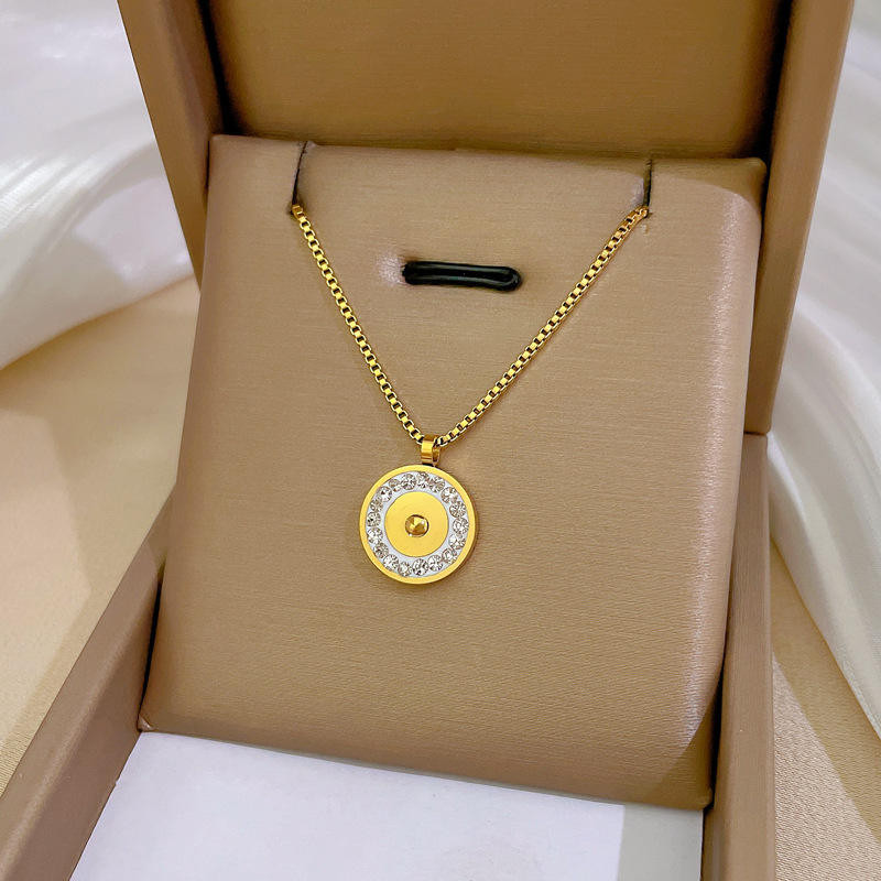 Round Crystal Circle Pendant Necklace