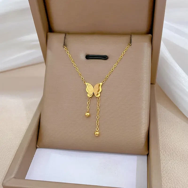 Delicate Butterfly Drop Necklace