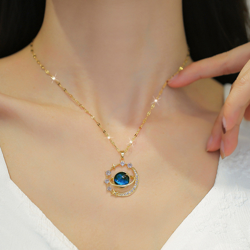 Galaxy Moon Star Pendant