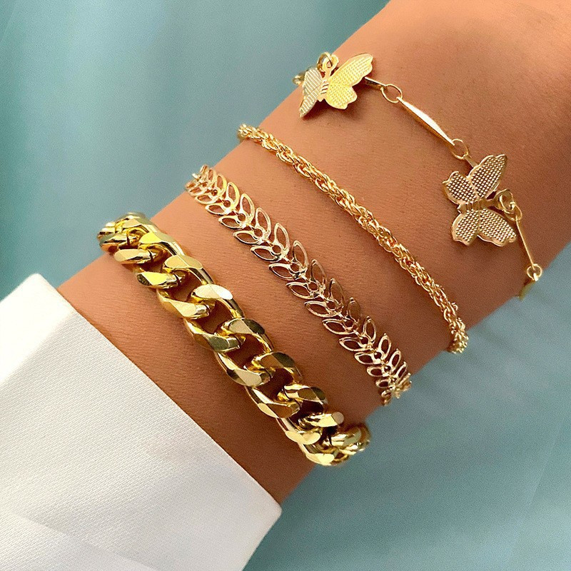 Multi-Layer Butterfly Twist Chain Bracelet Set