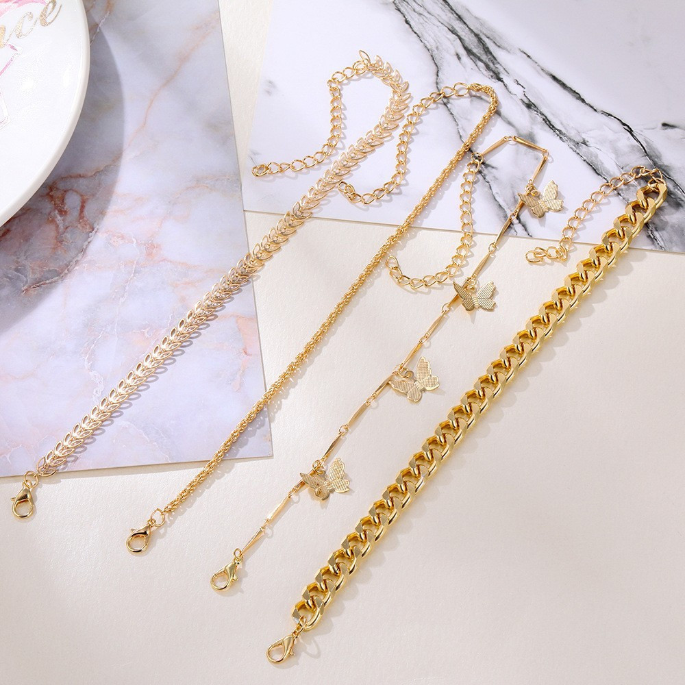 Multi-Layer Butterfly Twist Chain Bracelet Set