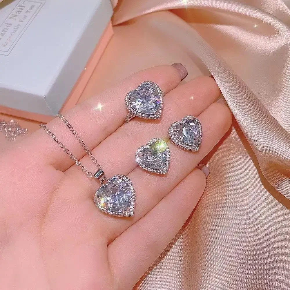 heart zircon necklace set