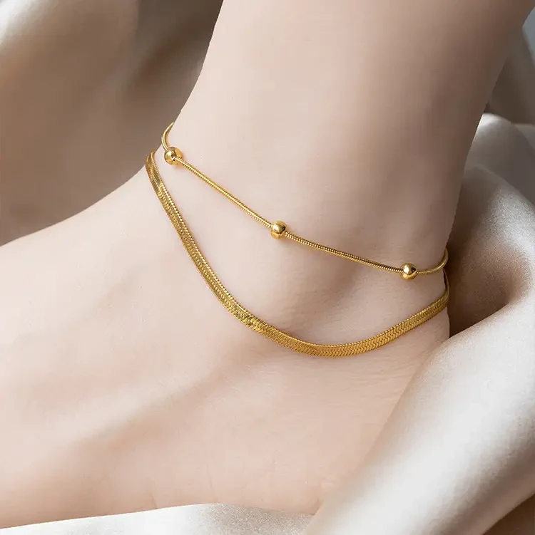 Elegant Dual-Layer Gold Anklet
