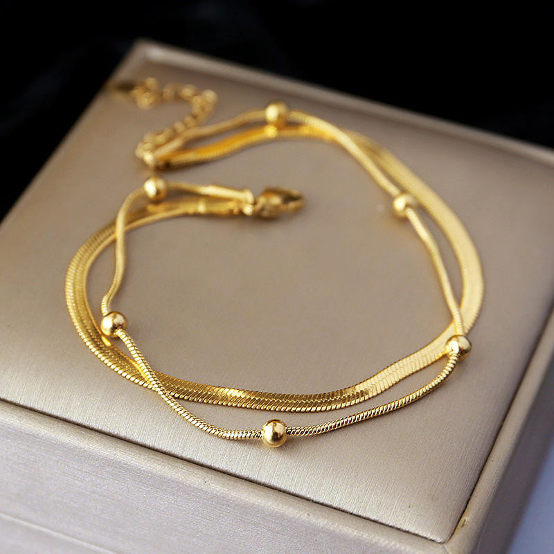 Elegant Dual-Layer Gold Anklet