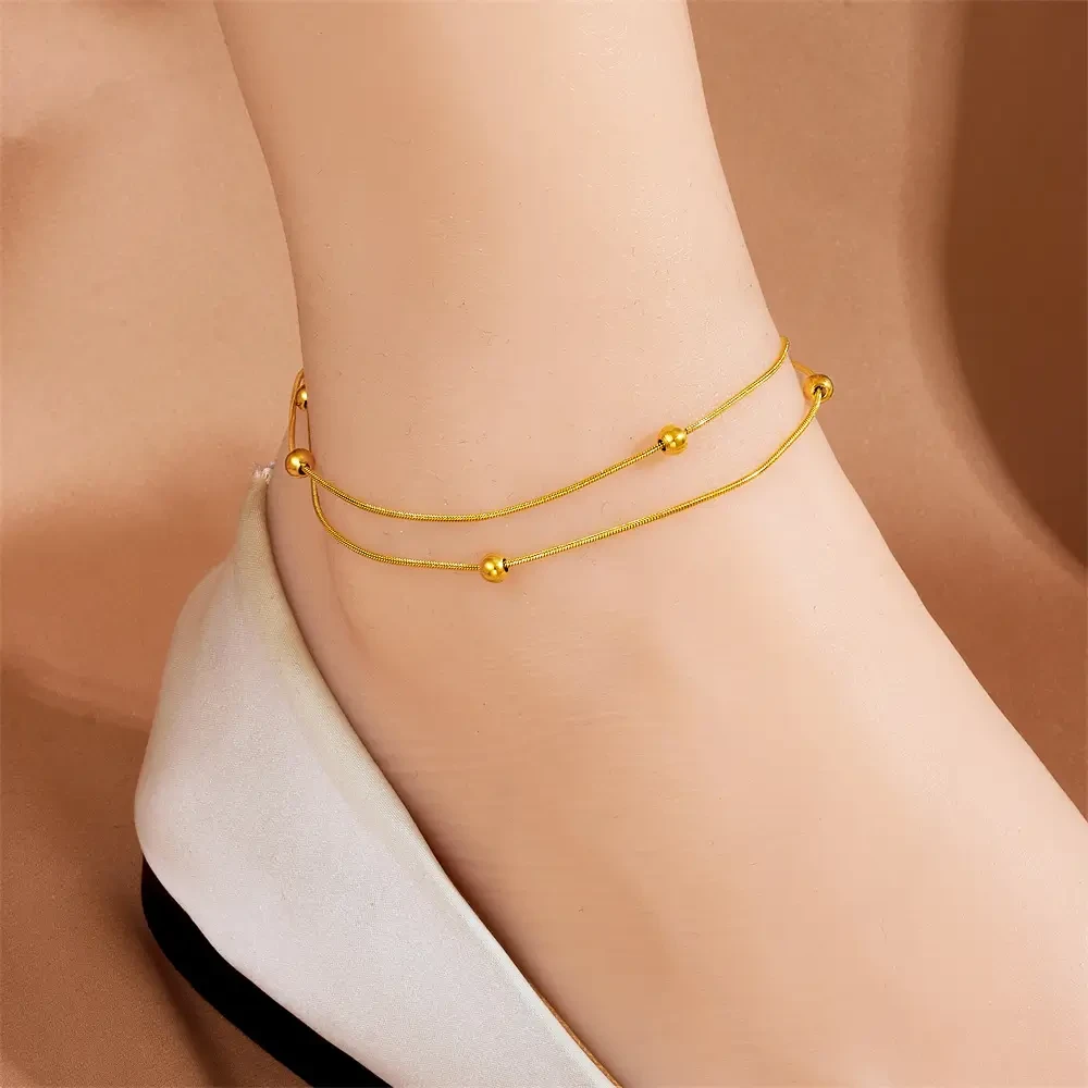 Elegant Double Layer Gold Anklet