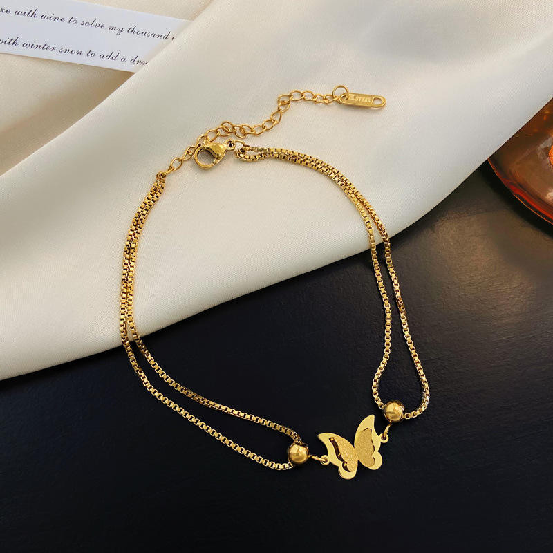 Delicate Butterfly Gold Anklet