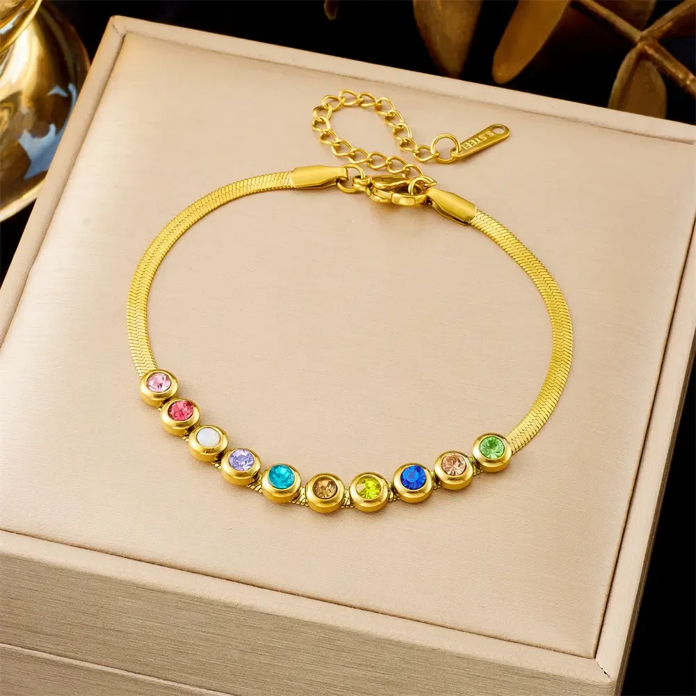 Vibrant Gold Multi-Gemstone Bead Bracelet