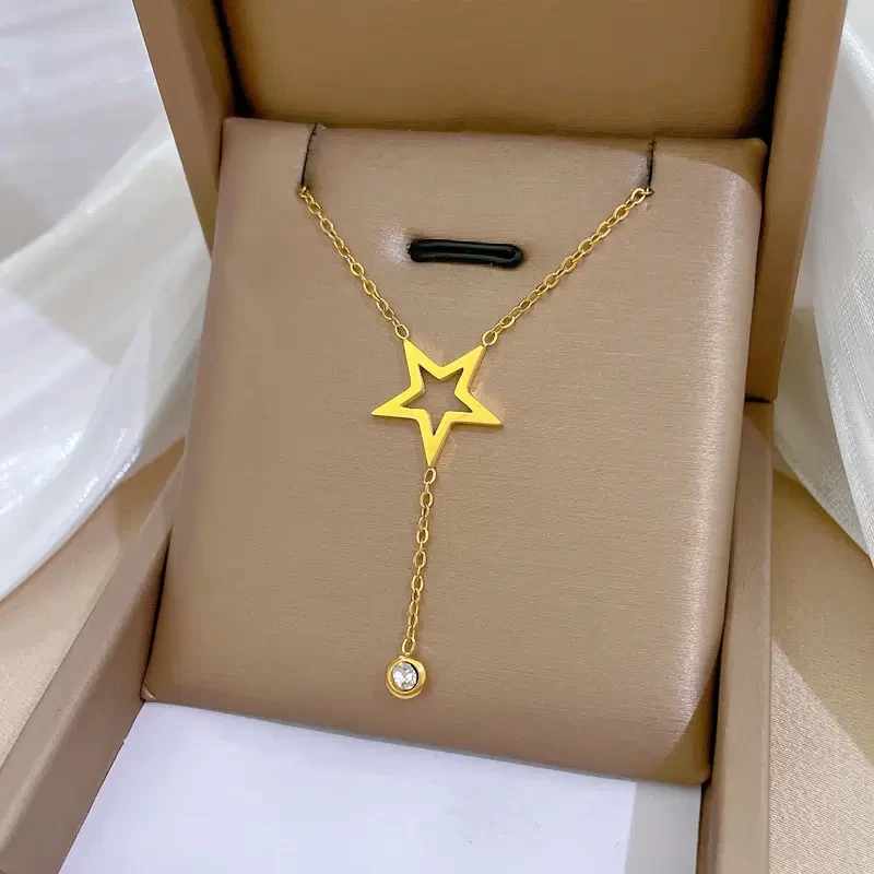 Gold Hollow Star Necklace